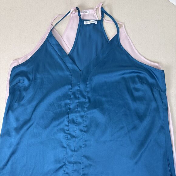 Ekouaer Polyester Satin Camisole Racerback Tank Top Lot - Pink And Teal Size XL - Picture 8 of 10